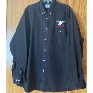 Bill Elliott 9 Dodge Lee Mens Button Down Shirt Black Pockets Long Sleeve XL